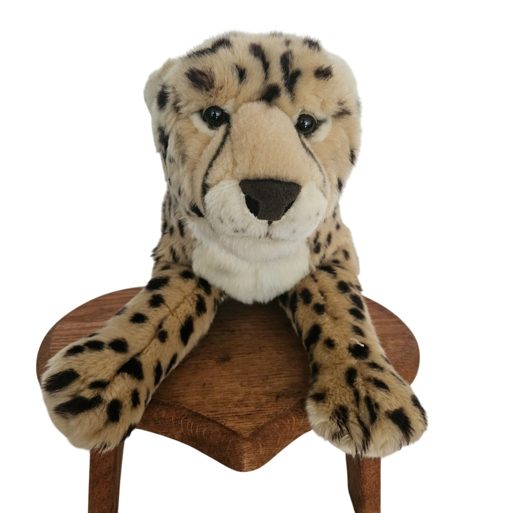 FAO Schwarz Realistic Cheetah Plush Stuffed Animal Big Cat Leopard Spotted 18"